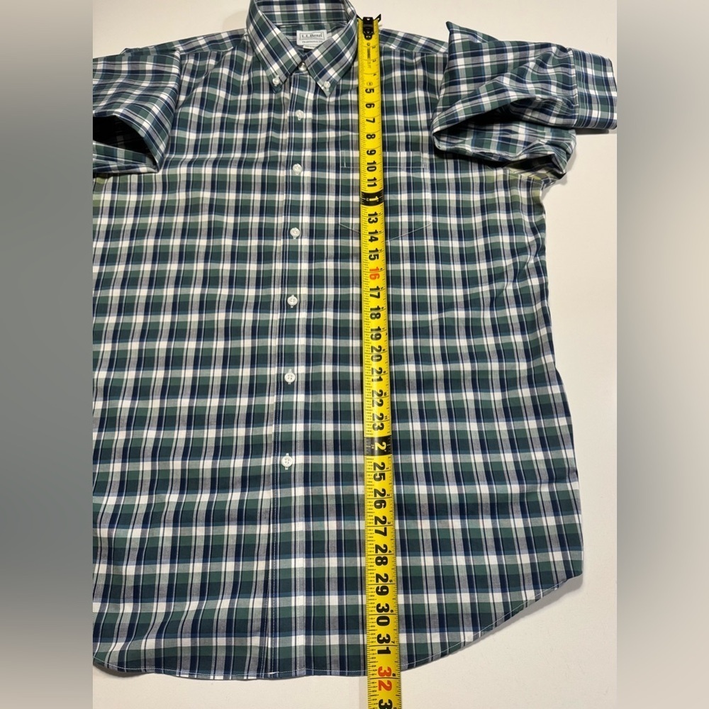 LL Bean Button Shirt Long Sleeve Men Large Green Plaid Traditional Fit Outdoors - Picture 7 of 8